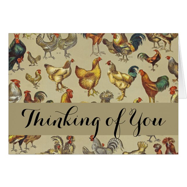 Vintage Rooster Chicken Pattern: Farmhouse Art (Front Horizontal)