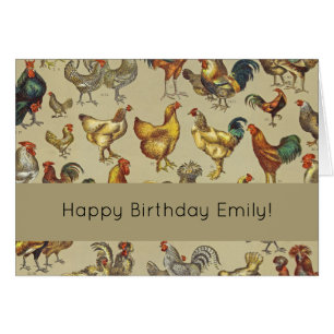 Vintage Rooster Chicken Pattern: Farmhouse Art