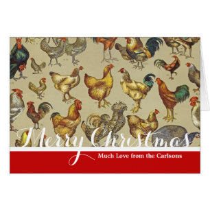 Vintage Rooster Chicken Pattern: Farmhouse Art