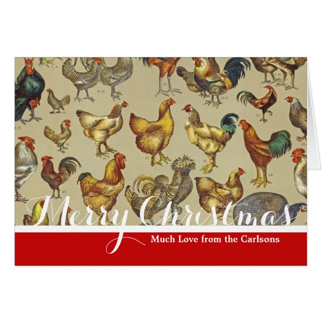 Vintage Rooster Chicken Pattern: Farmhouse Art (Front Horizontal)