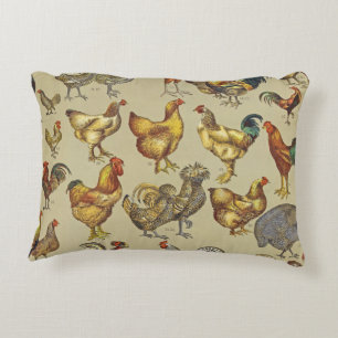 Vintage Rooster Chicken Pattern: Farmhouse Art Decorative Cushion
