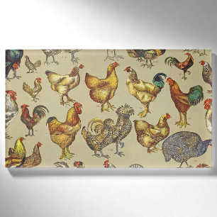 Vintage Rooster Chicken Pattern: Farmhouse Art Name Tag