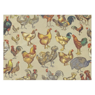 Vintage Rooster Chicken Pattern: Farmhouse Art Tablecloth