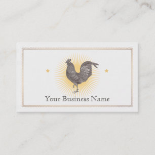 Vintage Rooster Etching Business Card