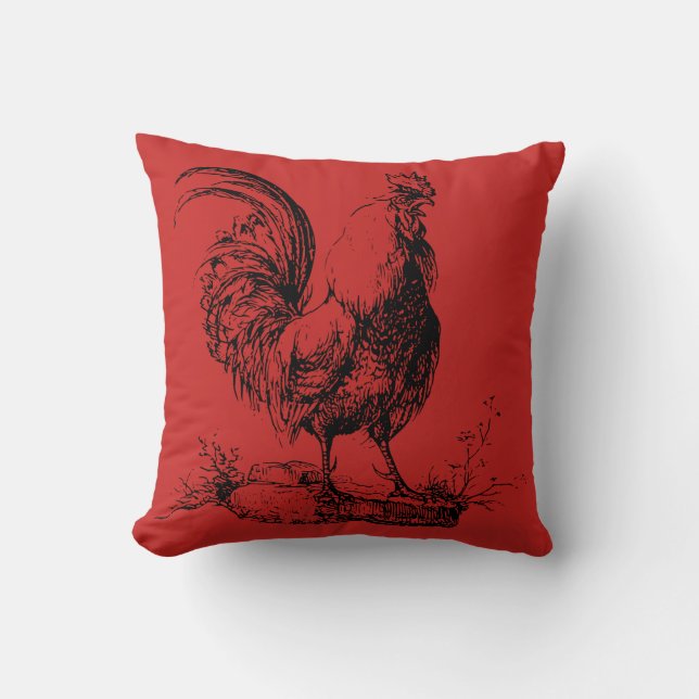 Vintage Rooster Farmhouse Pillow (Front)