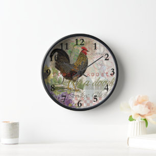 Vintage Rooster French Collage Farm Pet Clock