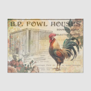 Vintage Rooster Hen House Advert Decoupage Tissue  Paper