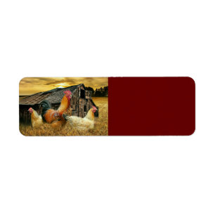 Vintage Rooster Hens Rustic Barn Coop Return Address Label