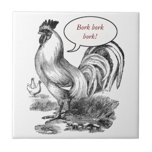 Vintage rooster illustration ceramic tile