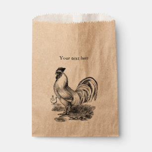 Vintage rooster illustration favour bag