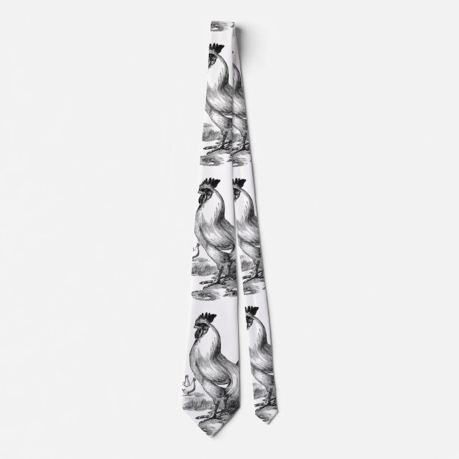 Vintage rooster illustration tie (Front)