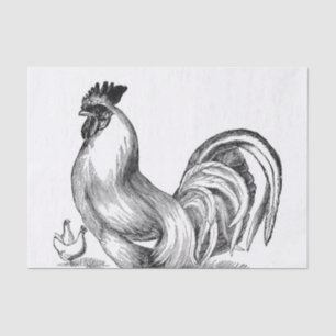Vintage rooster illustration tissue paper