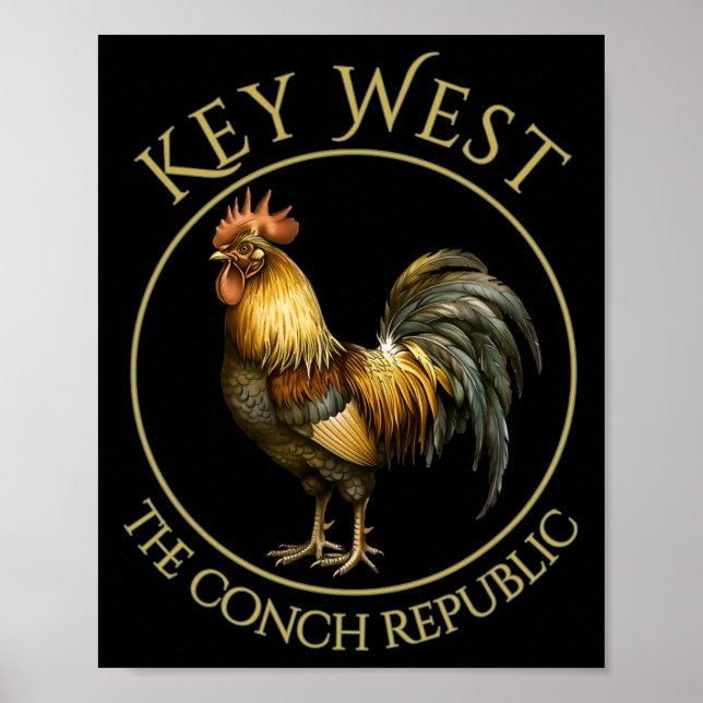 Vintage Rooster Key West Florida Vacation  Poster (Front)