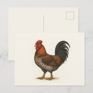Vintage Rooster Postcard | Farmhouse Chicken Art