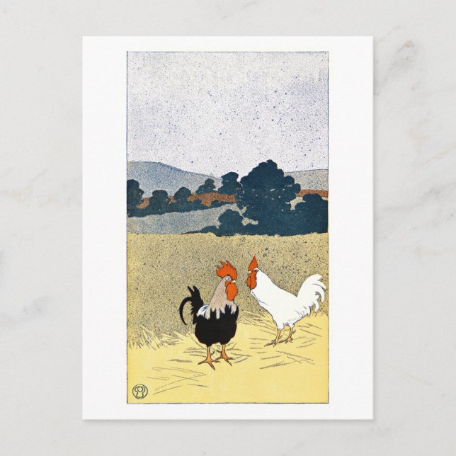 Vintage Rooster Print by Penfield Postcard (Front)