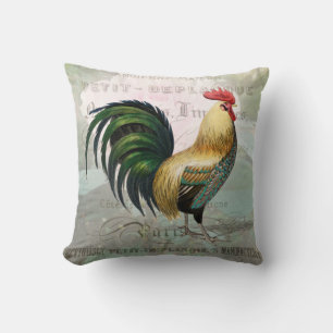 Vintage Rooster Throw Pillow