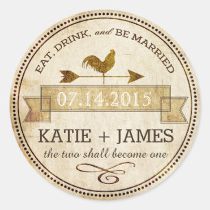 Vintage Rooster Weather Vane Rustic Wedding Label