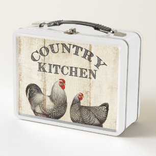 Vintage roosters Country recipe box
