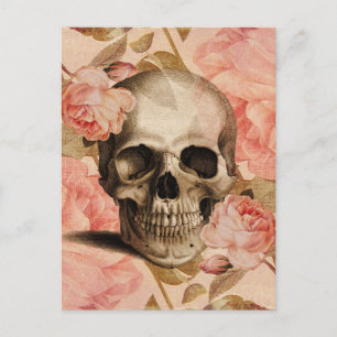Vintage Rosa Skull Collage Postcard