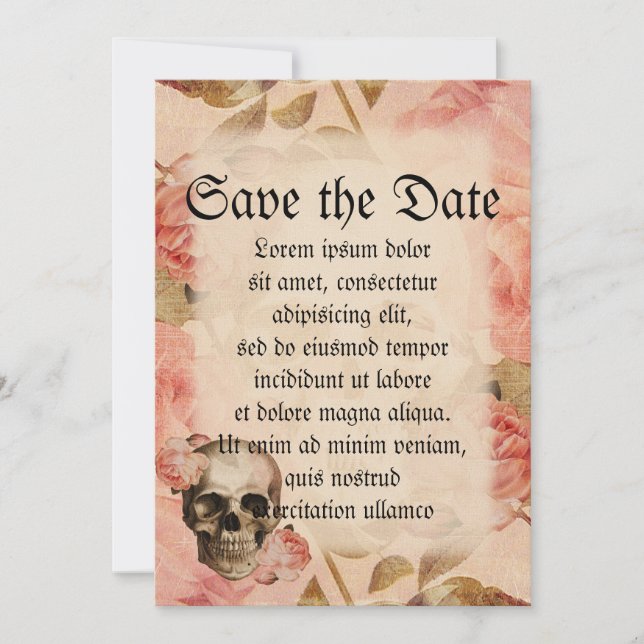 Vintage Rosa Skull Collage Save The Date (Front)