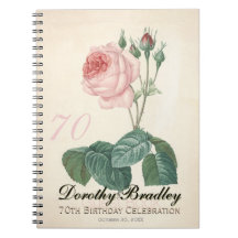 Vintage Rose 70th Birthday Celebration Guest Book