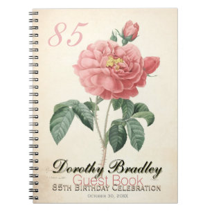 Vintage Rose 85th Birthday Celebration Guest Book