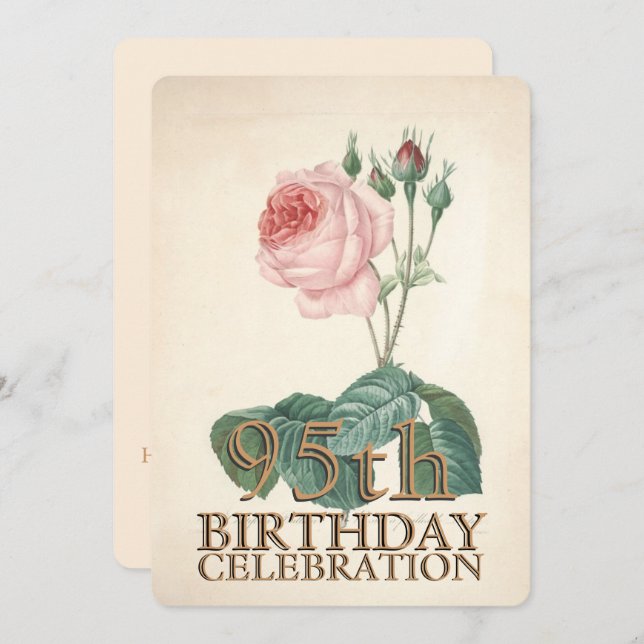 Vintage Rose 95th Birthday Celebration Invitation (Front/Back)
