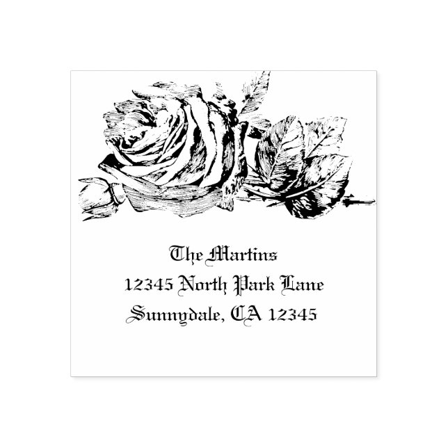 vintage rose address stamp (Imprint)