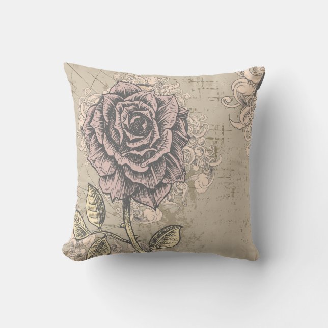 Vintage Rose American MoJo Pillow (Front)