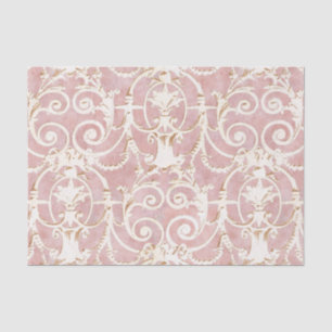 Vintage Rose and Beige Damask Pattern Tissue Paper