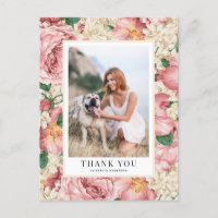 Vintage Rose and Hydrangea Graduation Thank You