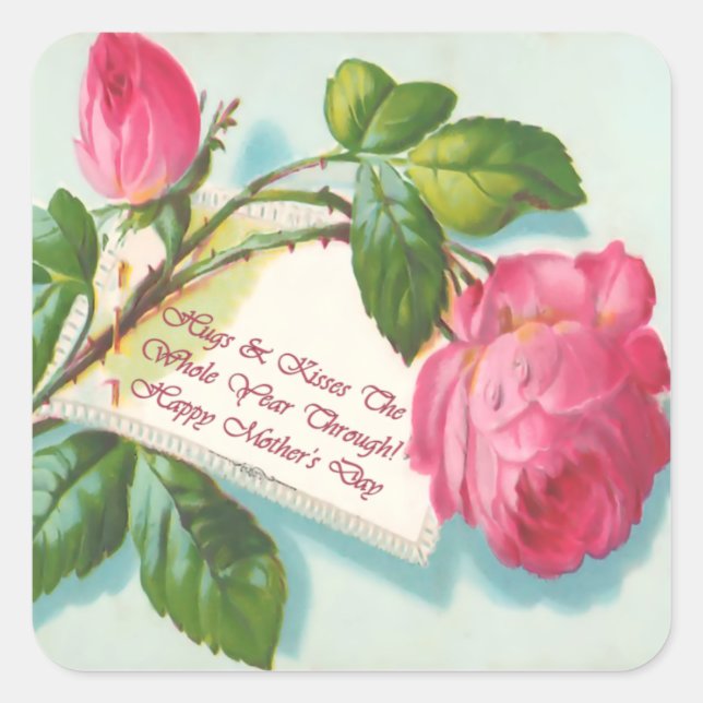 Vintage Rose and Message Mother's Day Sticker (Front)