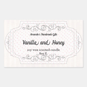 Vintage Rose and Vellum Scented Candle Rectangular Sticker