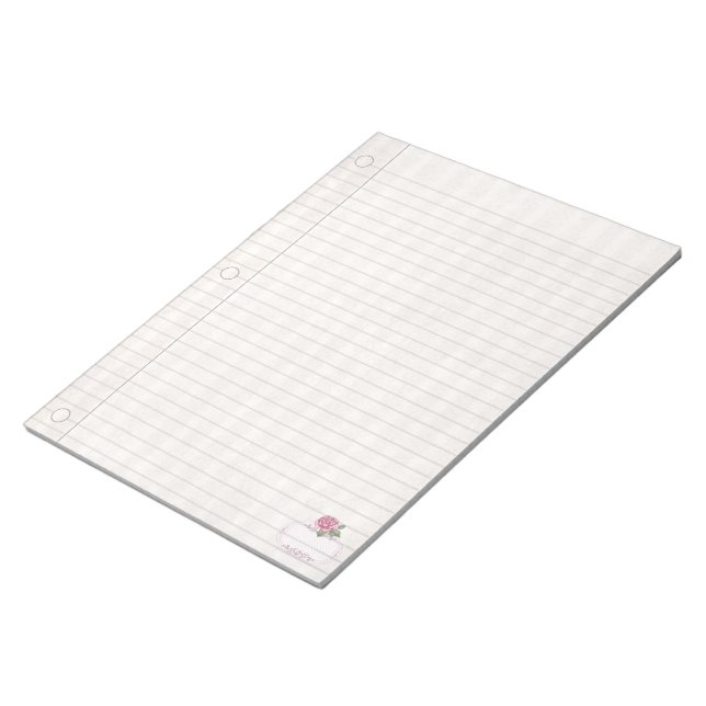 Vintage Rose and Vellum Small Business Notepad (Angled)