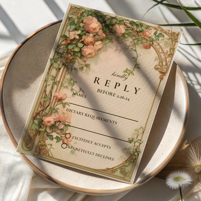 Vintage Rose Arch Wedding RSVP Card (Creator Uploaded)