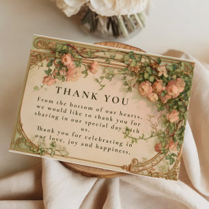 Vintage Rose Arch Wedding Thank You Card