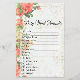 Vintage rose Baby word scramble game