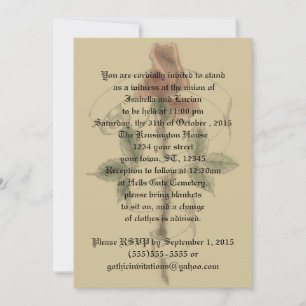 Vintage Rose Banner Goth Wedding Invitations