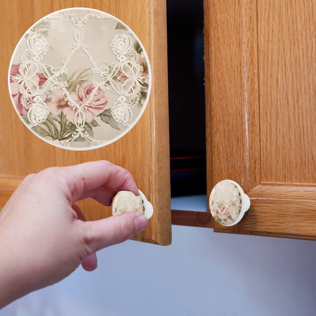 Vintage Rose Behind Lace  Ceramic Knob (Creator Uploaded)