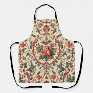 Vintage Rose & Bird Pattern Romantic Art Nouveau Apron
