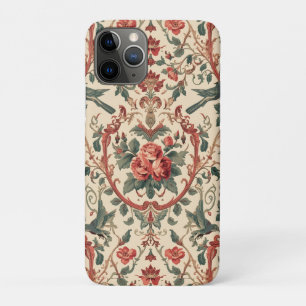 Vintage Rose & Bird Pattern Romantic Art Nouveau iPhone 11 Pro Case