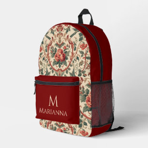 Vintage Rose & Bird Pattern Romantic Art Nouveau Printed Backpack