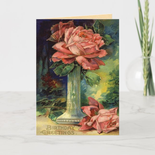 Vintage Rose Birthday Card (Front)