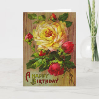Vintage Rose Birthday Greeting Card