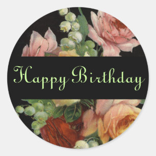 Vintage Rose Birthday Stickers