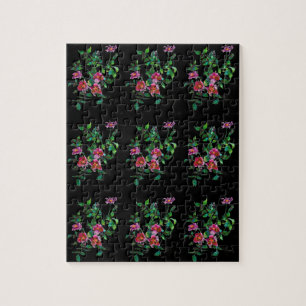 Vintage Rose black Jigsaw Puzzle