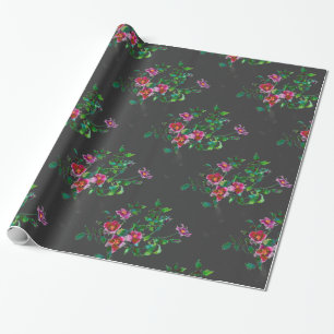 Vintage Rose - black Wrapping Paper