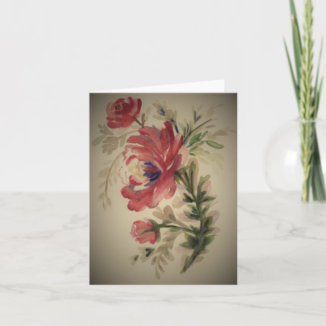 Vintage Rose - Blank Greeting Card (Front)