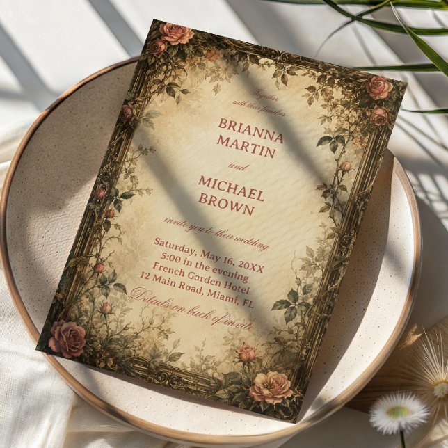 Vintage Rose Botanical Elegant Invitation (Creator Uploaded)