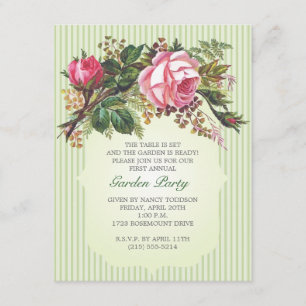 Vintage Rose Bouquet Garden Party Invitation